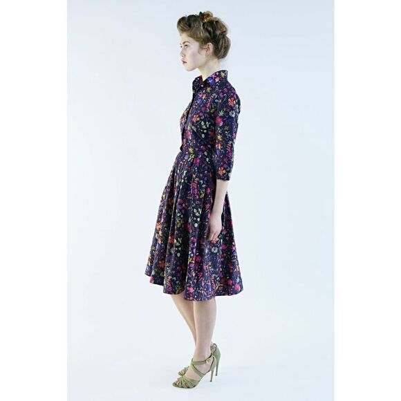 NWOT Mrs. Pomeranz Silk Cotton Blend Darjeeling flower dress Liberty Of London F - Picture 7 of 11